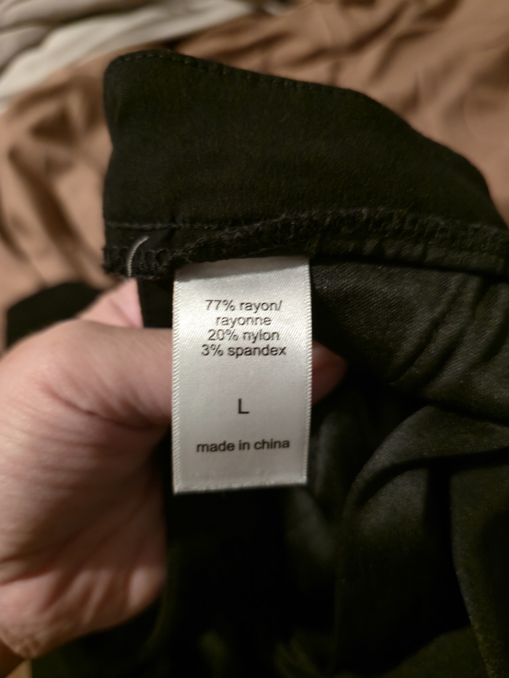 Womens Black Stretch Rayon Blend Pants - L - Picture 3 of 4